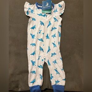 Coco moon Blue Whale Print Kids One Piece
